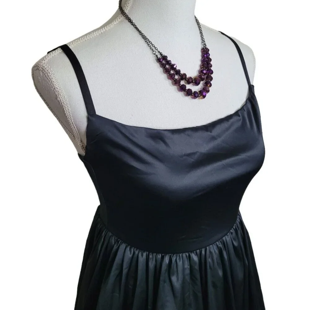 Ow Intimates Dress Black Short Spaghetti Cami Strap Zipper Size XL Pinup Cocktai